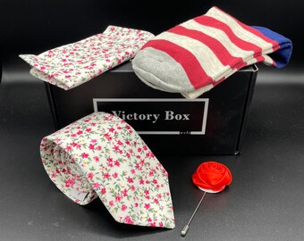 Gift Box for Men - Whipped Raspberry - Subscription Box for Men, Ties, Socks, Pocket Squares, Lapel Pins, Natural Soaps, More - VictoryBox