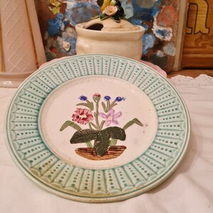 BELLE ANCIENNE ASSIETTE BARBOTINE SARREGUEMINES ORCHIES DECO VITRINE D Imgx1200 5244
