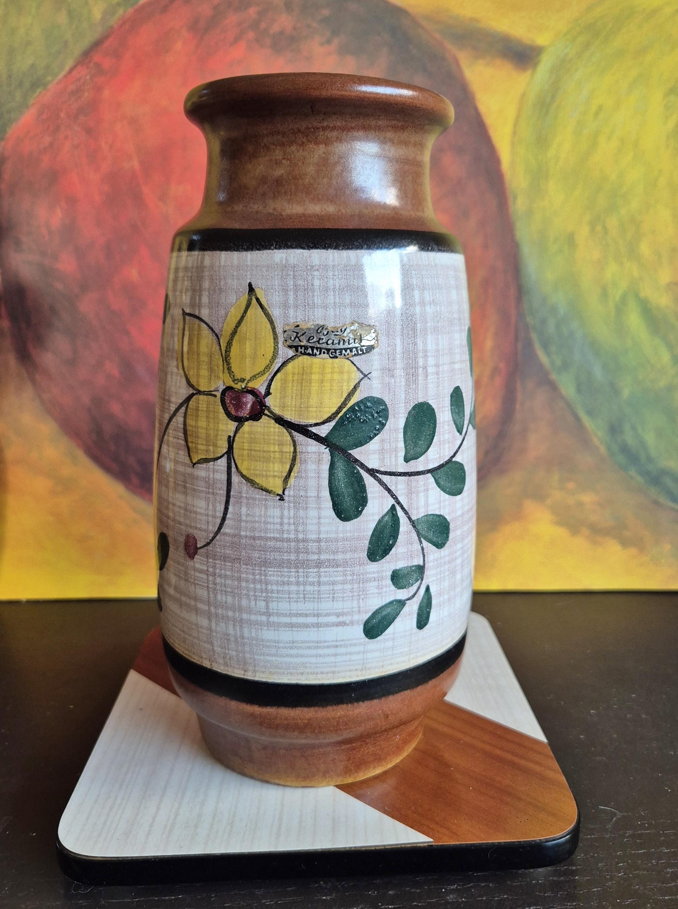 W.GERMANY 220 44 花瓶 Vintage West Germany BAY Vase, Model 522 25, Floral Decoration on
