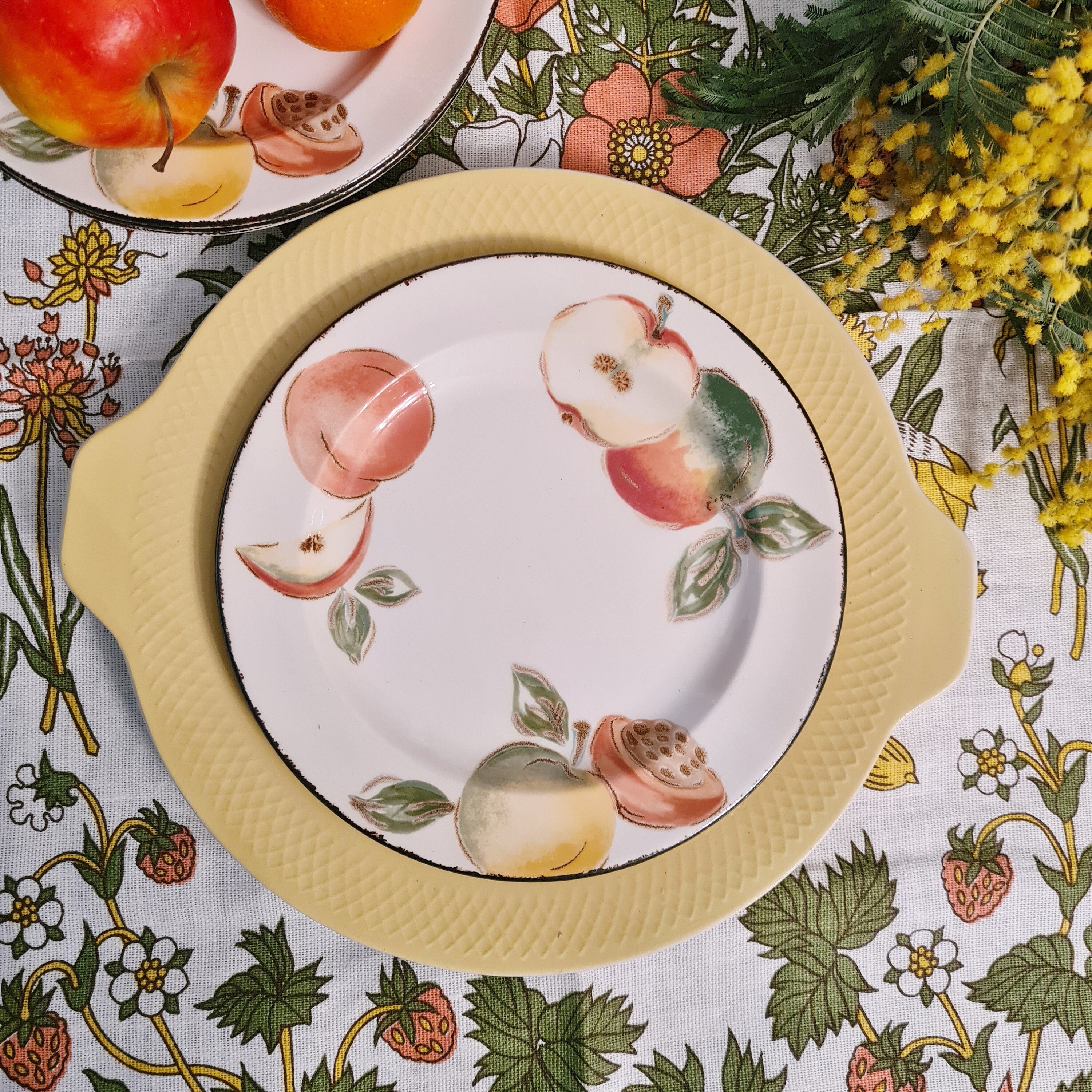 Lot de 4 Assiettes à Dessert Motifs Fruits Céramique Grindley