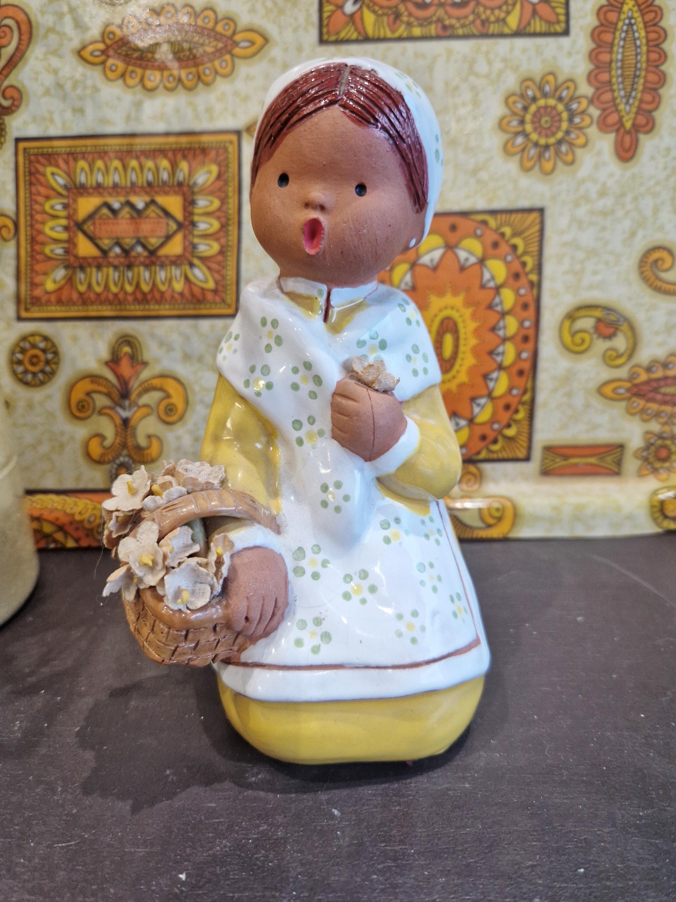 Vintage Collectible Figurine Doll in Terracotta Made and Hand