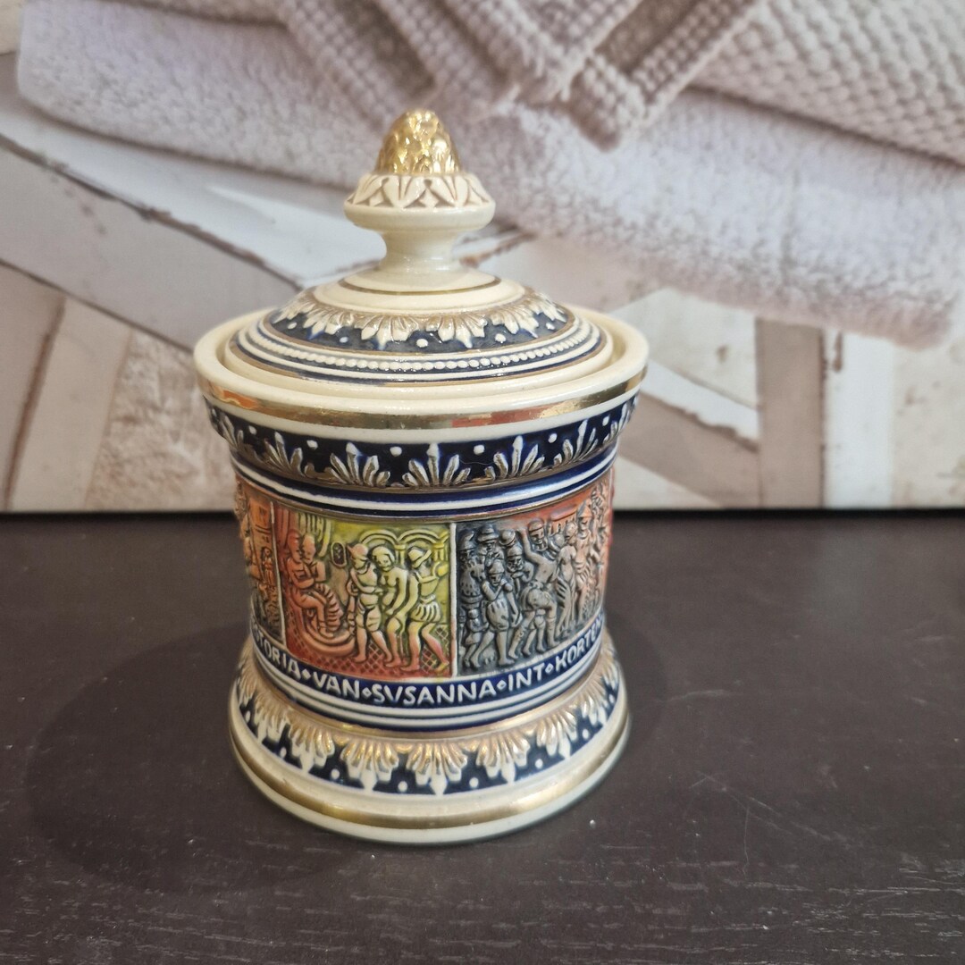 german tobacco jar Original WWI Trench Art Shell Case made adorini hair hygrometer that always shows you the exact humidity inside the jar ## In addition Vintage German Tobacco Jar Humidor