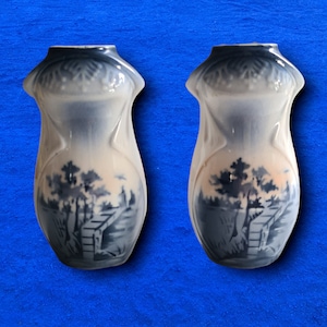 Pair of small Art Nouveau vases faiencerie Onnaing or Saint Amand