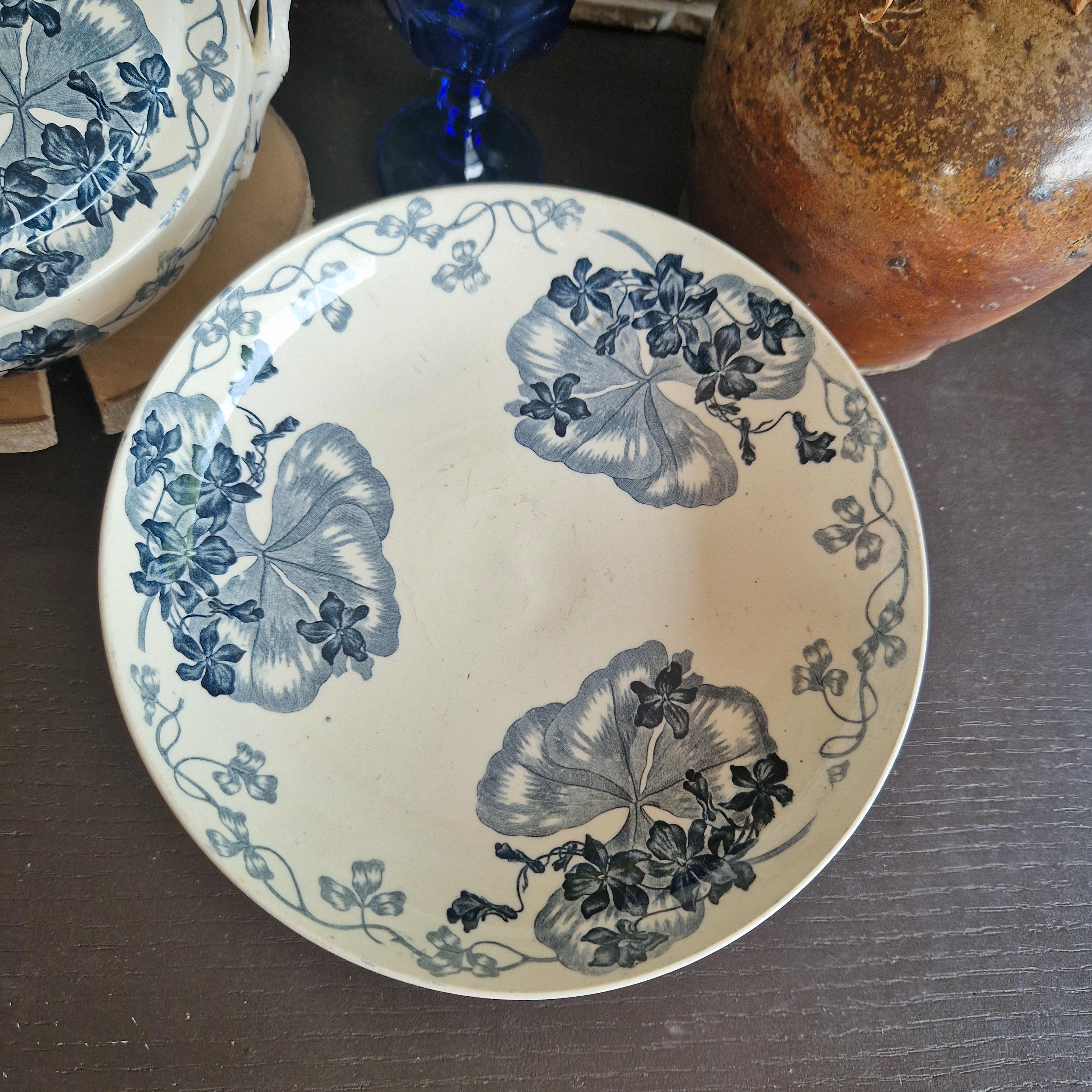 Ravier Ancien Faïence Terre De Fer Salins Francois 1er - Motif Bleu