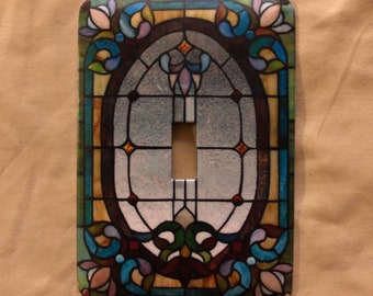 Stained Glass Switch Metal plate Single 5"x3.5"