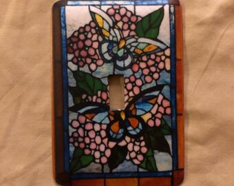 Stained Glass Switch Metal plate Single 5"x3.5"