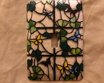 Stained Glass Switch Metal plate Single 5"x3.5"