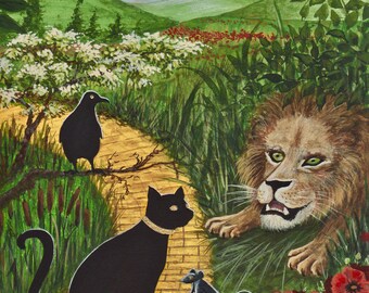 Black Cat Prints, Surreal Art, Storybook Art