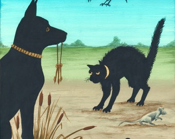 Black Cat Prints, Humorous Art, Weird Art