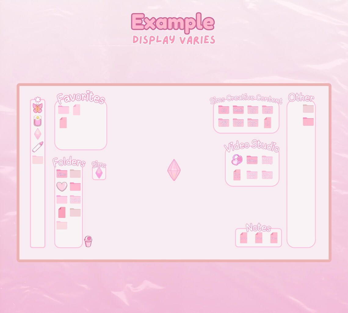 Sims Youtuber Pink Computer Desktop Theme Wallpaper Organizer Set - Etsy