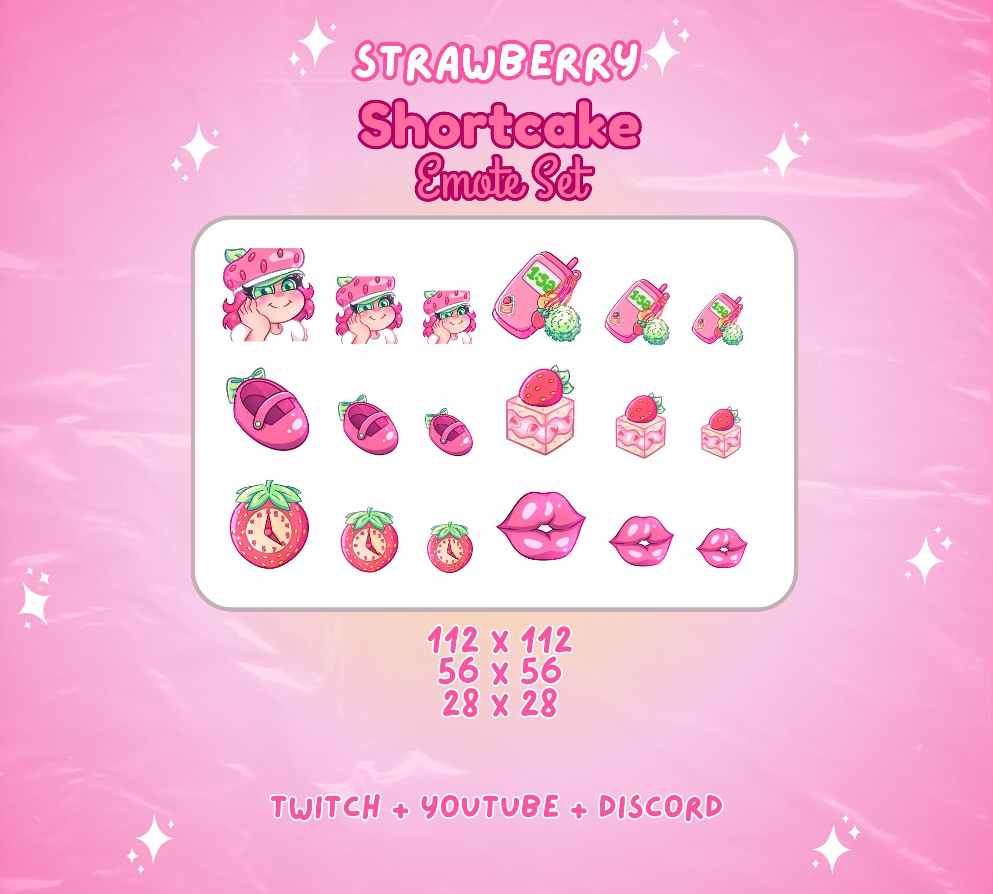 Strawberry Shortcake Twitch Youtube Emote Set - Etsy