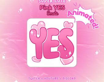 Animated Pink YES Text Twitch Youtube Emote