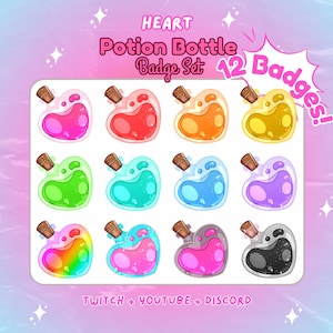 Heart Potion Bottle Badge Set Twitch Youtube Discord Streams
