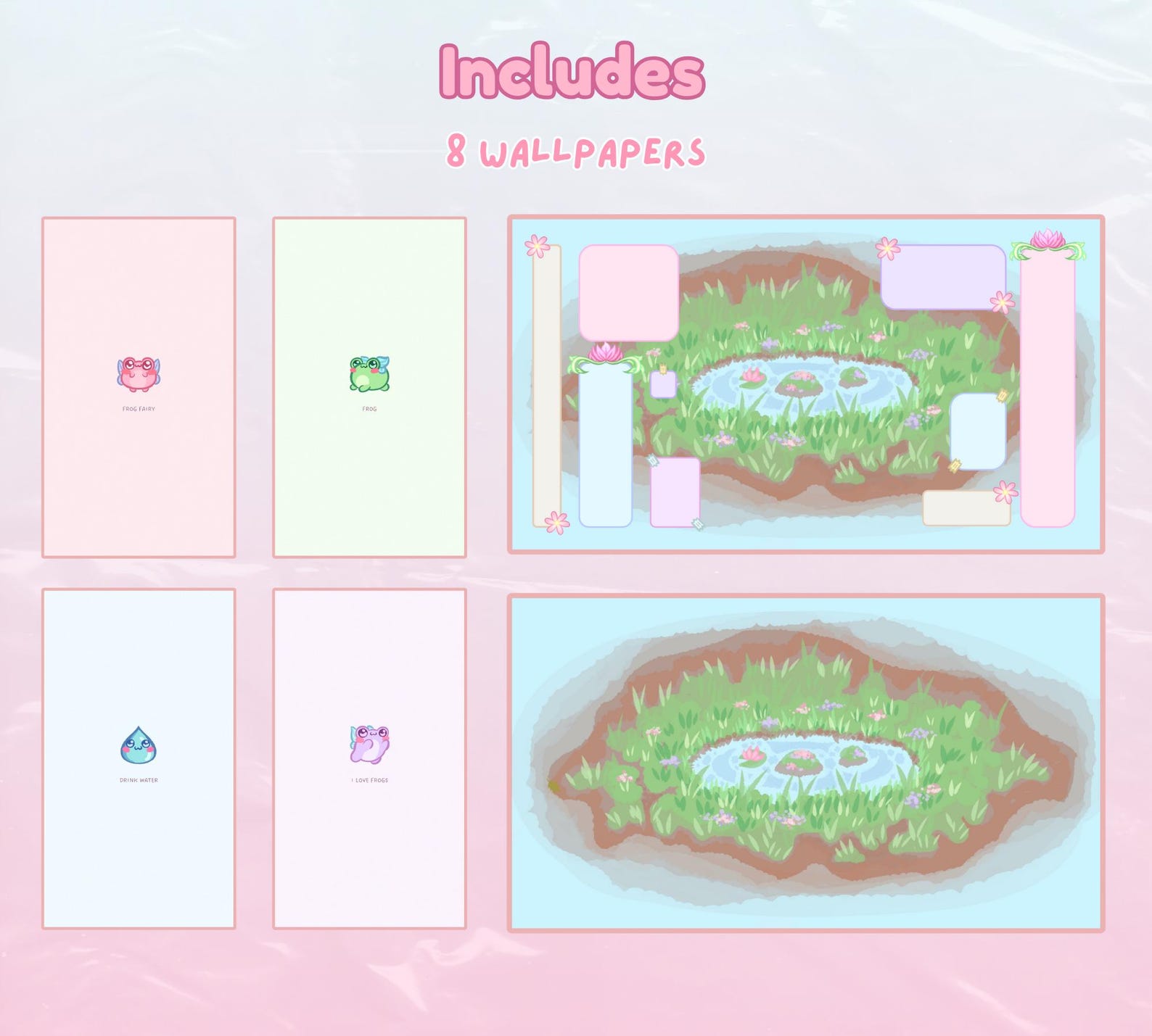 Pastel Frog Computer Desktop Theme Wallpaper Organizer Set - Etsy