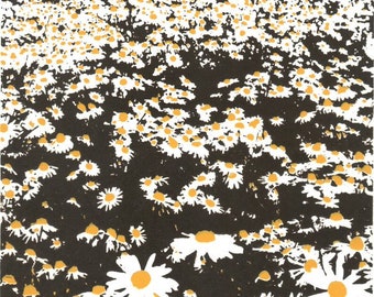 Limited edition original signed silkscreen print 'Daisies' by artist Jane Godson