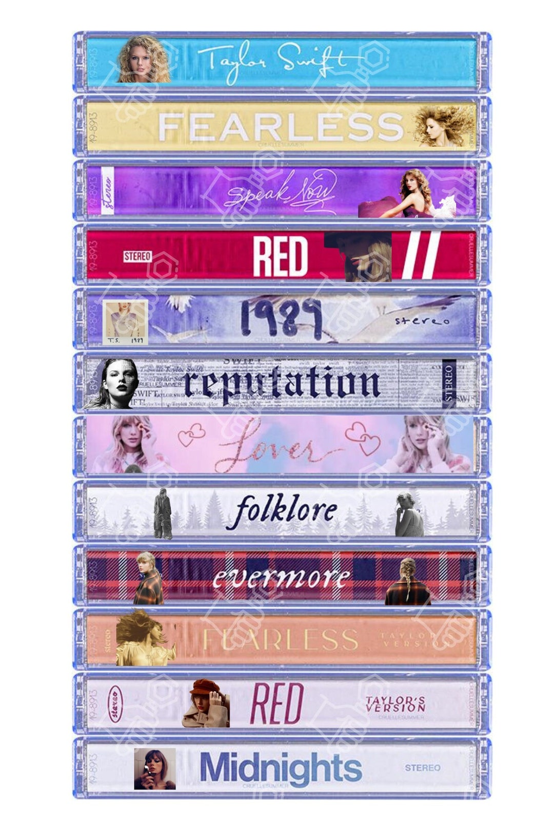 Taylor Swift Tape Deck Album Titles Png Etsy