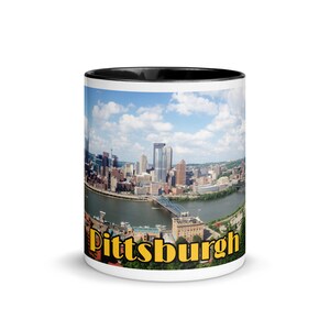Pittsburgh City Skyline 11 oz. Mug White with Black Handle and Color Inside