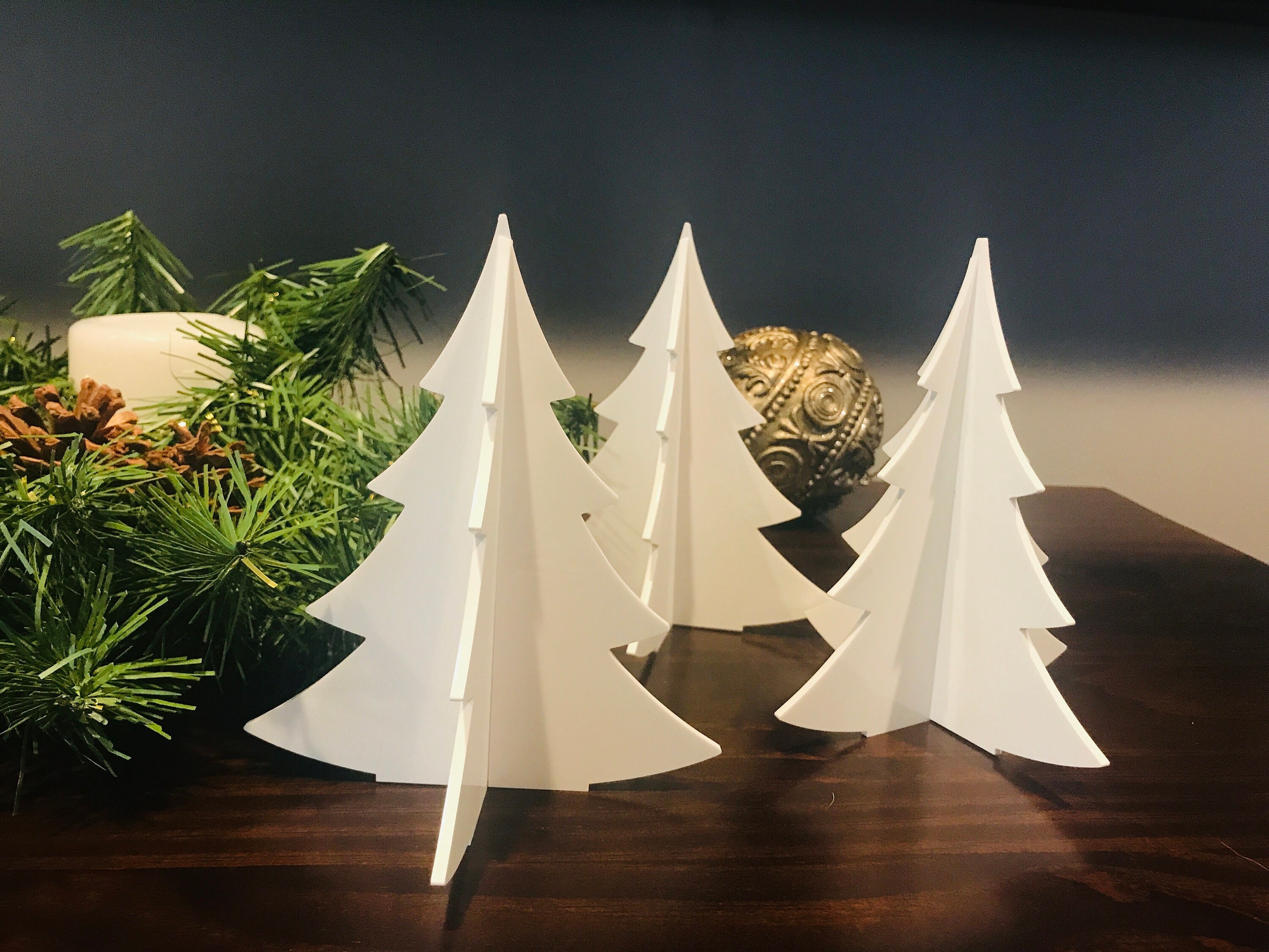 New Castle Pa White Christmas 2022 White Acrylic 3D Winter Christmas Trees For Tabletop Or Mantel | Etsy