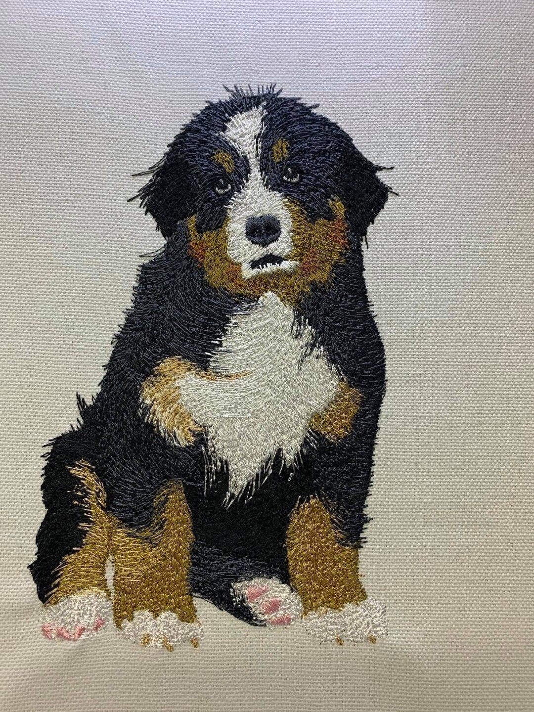 So Cute Sitting Bernese Mountain Dog Puppy Digital Machine Embroidery ...