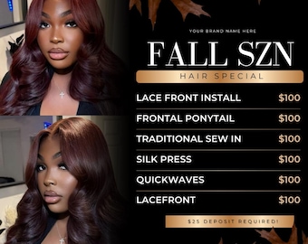 Fall Season Booking Flyer: Lash, Nails, Braids, MUA (Digital Download)