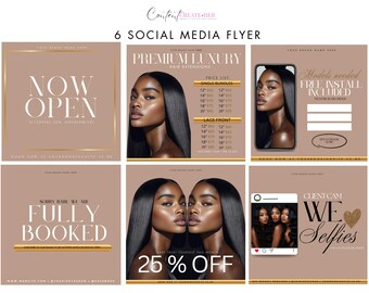 Hair Business Social Media Templates: Salon & Stylist Canva Flyer (Digital Download)