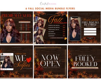 Editable Fall Hair Flyer Template Bundle: DIY Canva Design (Digital Download)