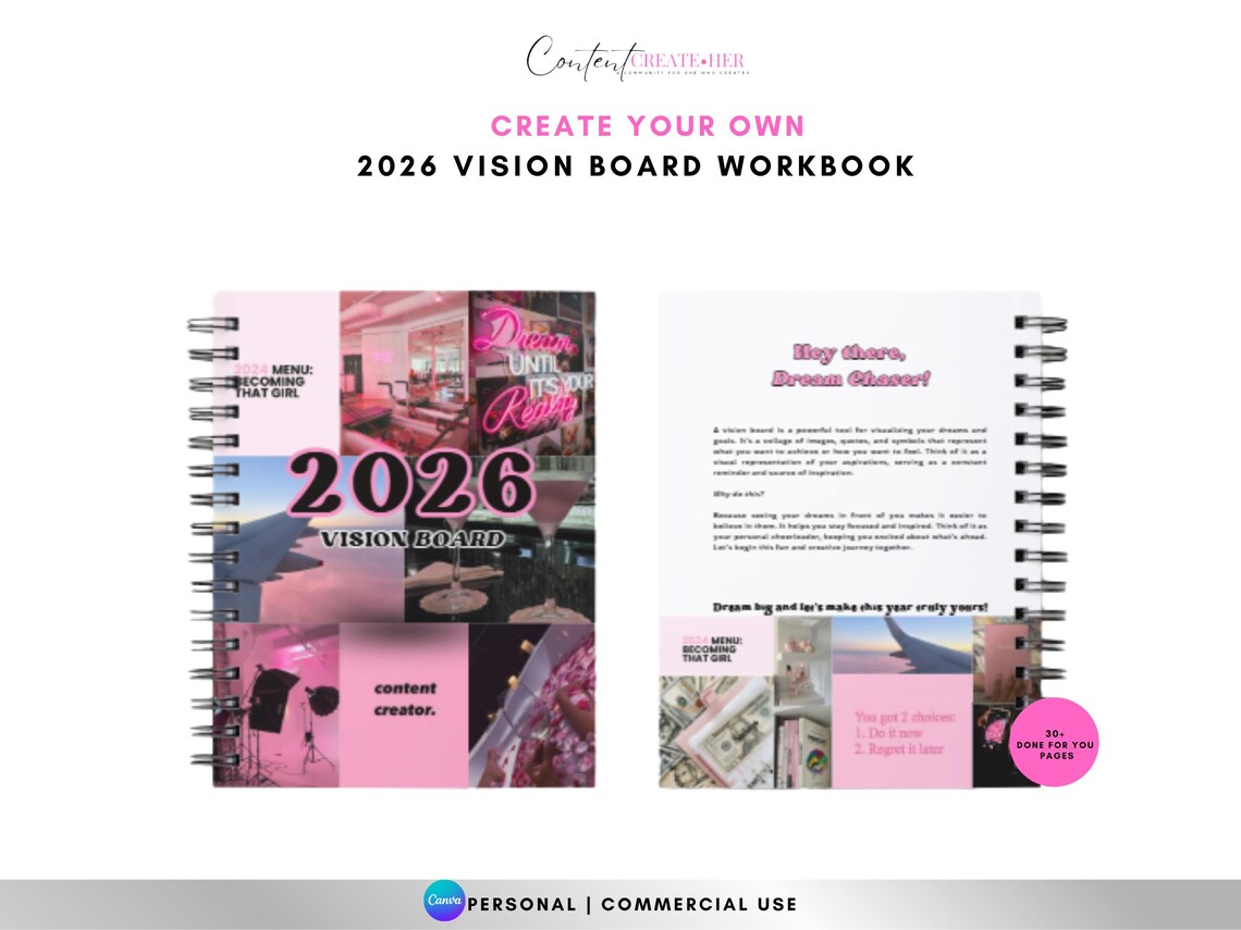 PLR Vision Board Workbook 2026: Printable Manifestation Template (PDF ...