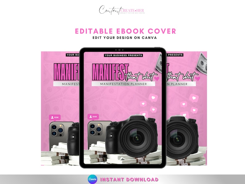 Ebook Cover Design, Ebook Cover Template, Canva Template, Editable