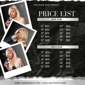 Price List, Price List Flyer, Price List Template, Hair Price List, Wig Bundle Price List, Nail Price List, Braid Price List, Service Menu