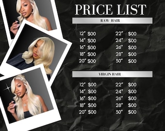 Editable Hair Beauty Price List Template: Salon Service Menu (Canva Digital Download)