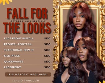 Fall Season Booking Flyer: Lash, Nails, Braids, MUA - Canva Template (Digital Download)