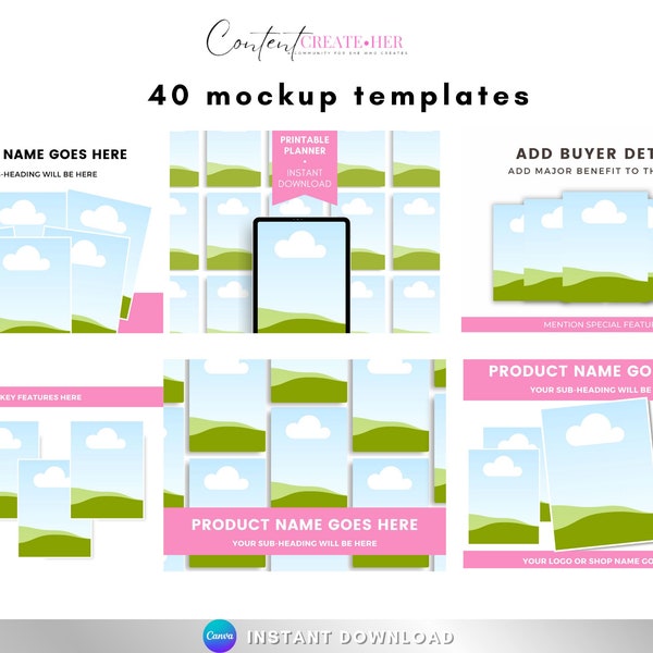 40 Mockup Templates, Mockup Templates, Ebook Mockup, Mockup, Template, Canva Editable Template, Notebook Template, Ebook Template, Mockup