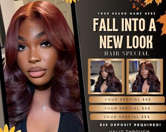 Fall Season Booking Flyer: Lash, Nails, Braids, MUA - Customizable Canva Template (Digital Download)