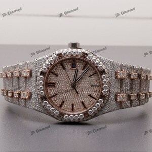 Men New Arrival 2023 VVS Moissanite Diamond Watch, Stainless Steel Watch, Handmade Setting Band Iced luxury Quality Moissanite Watch