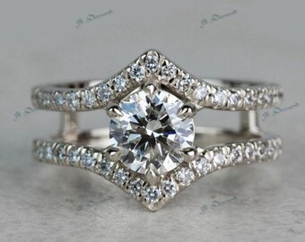Gorgeous 1.50 Ct White Round Cut Moissanite Diamond Engagement Ring| Vintage Ring| Anniversary Gift Ring| Propose Ring