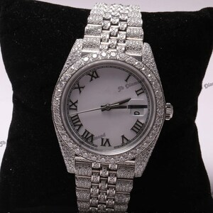 Men New Arrival 2023 VVS Moissanite Diamond Watch, Stainless Steel Watch, Moissanite Studded Diamond Watch, Automatic Movement Watch