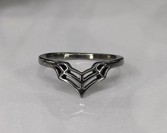 Spider Web Stackable Ring Black Sterling Silver Ring, web Ring, gothic Jewel, spider jewelry, Spooky Jewellery, bridal promise ring for her