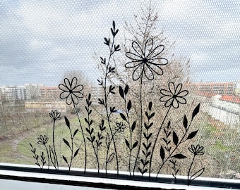 Fensterbild Blumenwiese Frühling Ostern Fenster dekorieren Frohe Ostern Frühlingsblumen Osterdeko Fensterdeko Frühlingsdeko Frühlingsfest