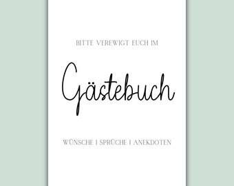 Gästebuch Schild zum selbst ausdrucken | Hochzeitsschild, Gästebuch Aufsteller, Schild für Bilderrahmen, PDF Datei, Hochzeit Dekoration DIY