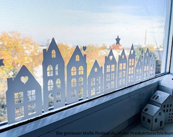 Fensterbild - Häusschen zum selbst zusammenstellen Fensterdeko Groß Winterdorf Häuserreihe nordic scandic weihnachten weihnchtsdeko