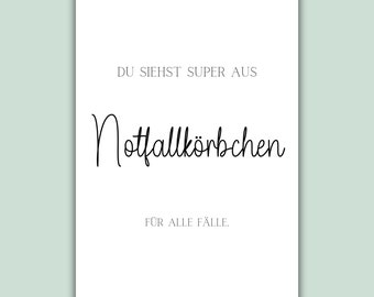 Notfallkörbchen Schild zum selbst ausdrucken | Notfallkorb Aufsteller Hochzeit, Schild für Bilderrahmen, PDF Datei, Hochzeit Dekoration DIY