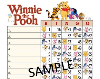 Winnie the Pooh Bingo (Mixed, Straight & Blank) 75 Ball 15 Line