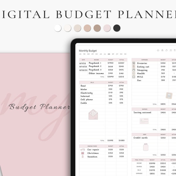 Digital Budget Planner, Financial Planner, Budget Planner, Finance Planner, Monthly Budget Planner, Budget Tracker