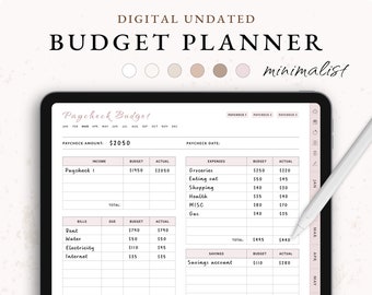 Digital Budget Planner, Paycheck Budget Planner, GoodNotes Planner, Financial Planner, Monthly Budget, Savings Tracker, Budget Planner