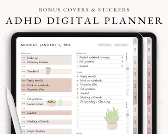 2024 digitale planner, GoodNotes planner, ADHD planner, dagelijkse planner, weekplanner, maandelijkse planner, 2024 planner, minimalistisch