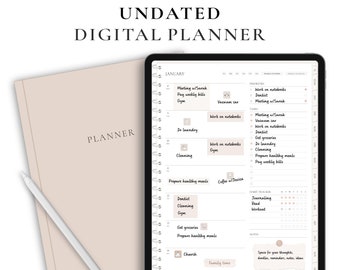 Digital Planner, Undated Planner, Digital Weekly Planner for Goodnotes, Monthly Planner, iPad Planner, Minimalist Planner, Simple