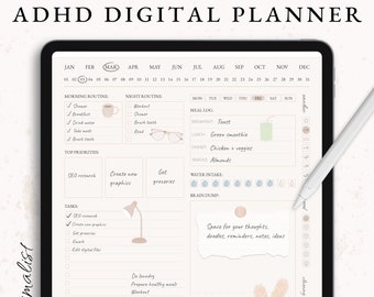 ADHS Digitaler Planer, Adhd Tagesplaner für Goodnotes, Notability, Adhd Digital Tagesplaner, ADHS Digitaler Planer, Goodnotes Planner