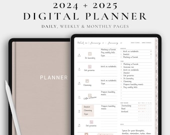 Digital Planner, GoodNotes Planner, 2024 Planner, Weekly Planner, Daily Planner,Monthly Planner, 2024 2025 Planner, Notability Planner,Beige