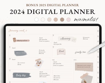 2024 Digital Planner, Weekly Planner, Monthly Planner, GoodNotes Planner, Planner 2024 2025, Simple Planner, Neutral, Beige, Minimalist