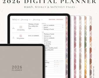 2026 Minimalist Digital Planner: Daily, Weekly, Monthly (Digital Download)